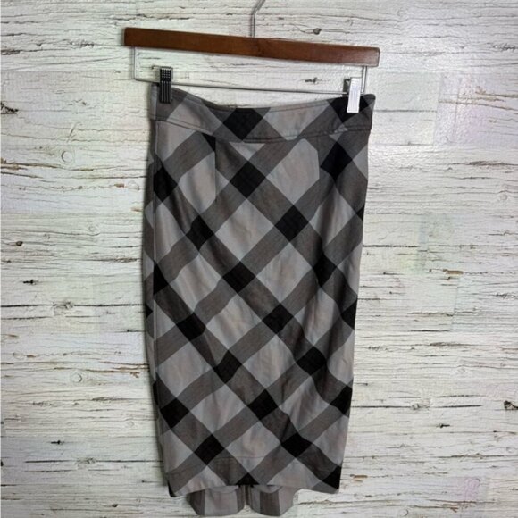 Free People Black Midi Pencil Skirt plaid size 2 - Picture 1 of 7